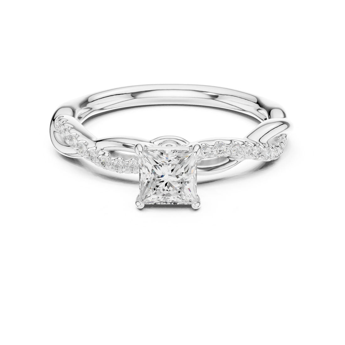 .50 Ct. Princess Cut Diamond Solitaire with Twisted Pavé Band (DDLR-590) 7
