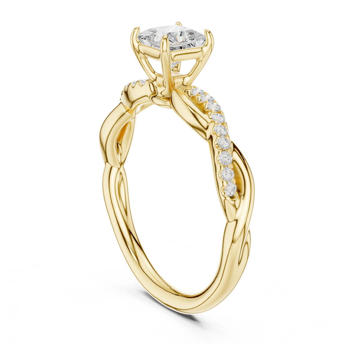 .50 Ct. Princess Cut Diamond Solitaire with Twisted Pavé Band (DDLR-590) 3