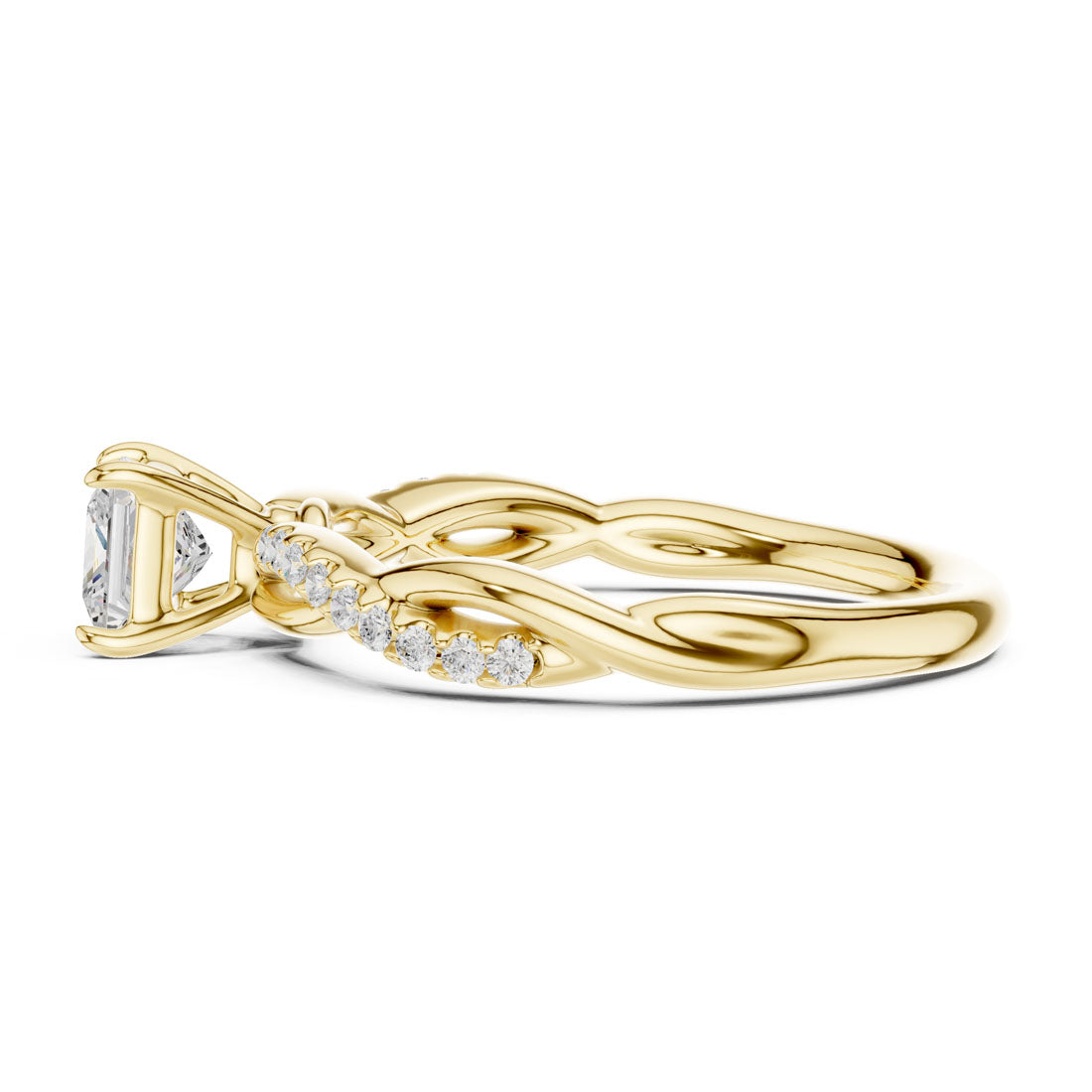 .50 Ct. Princess Cut Diamond Solitaire with Twisted Pavé Band (DDLR-590) 4