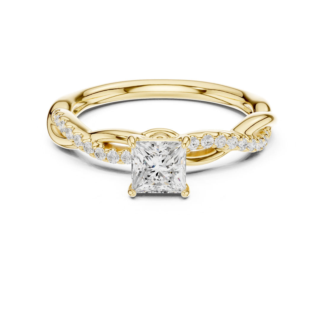 .50 Ct. Princess Cut Diamond Solitaire with Twisted Pavé Band (DDLR-590)