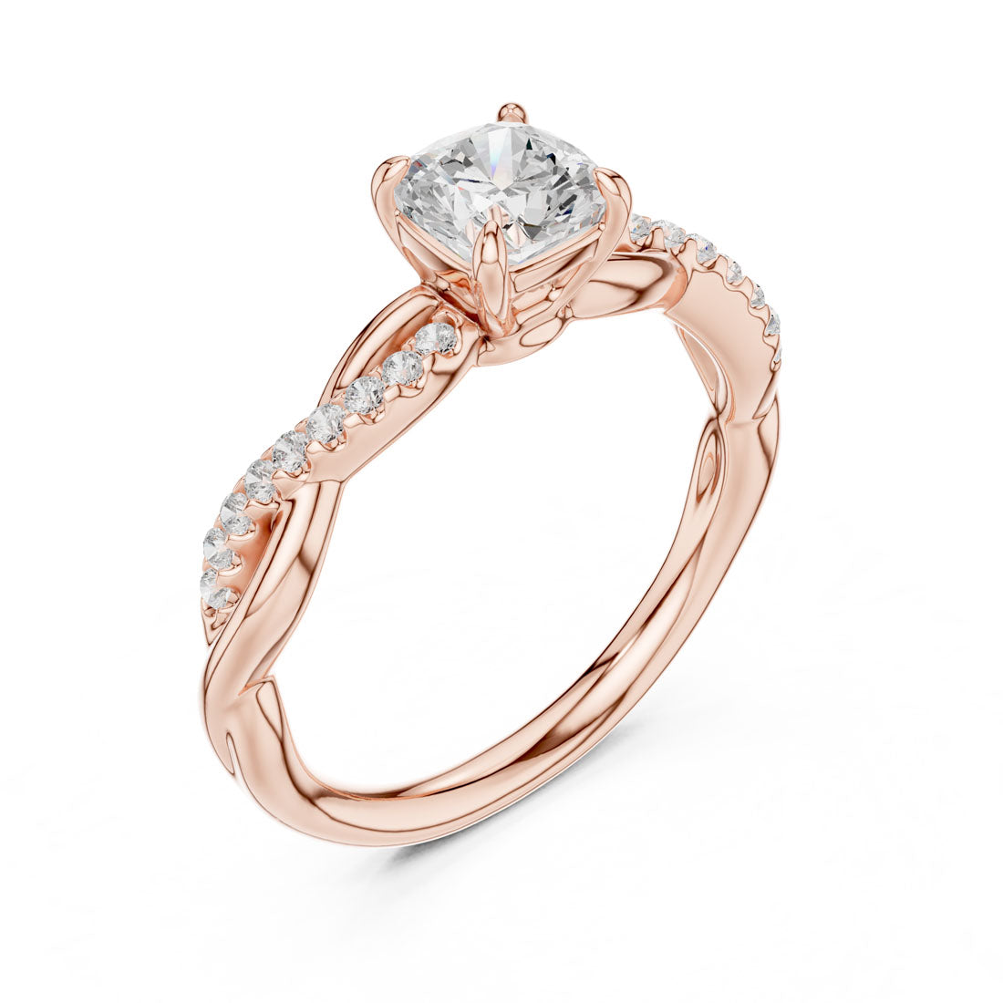 .84 Ct. Cushion Cut Diamond Solitaire with Twisted Pavé Band (DDLR-591) 6
