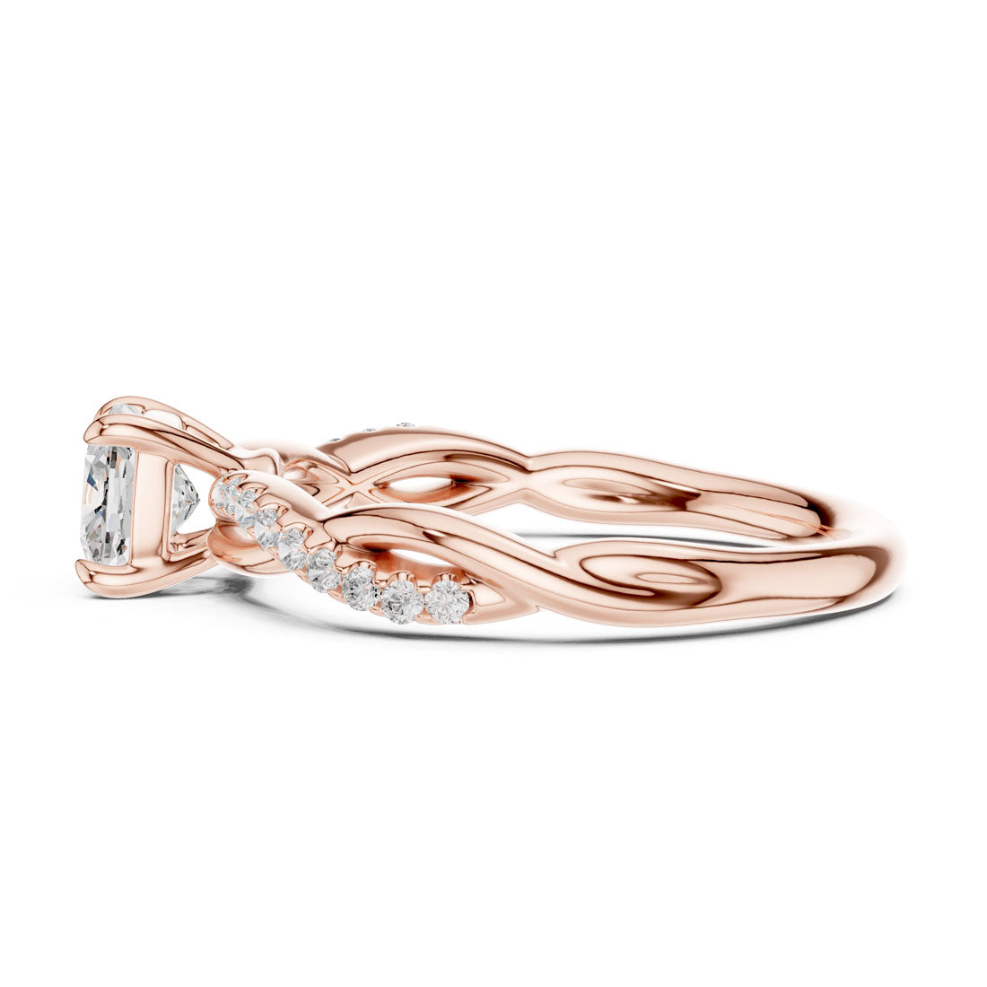 .84 Ct. Cushion Cut Diamond Solitaire with Twisted Pavé Band (DDLR-591) 12