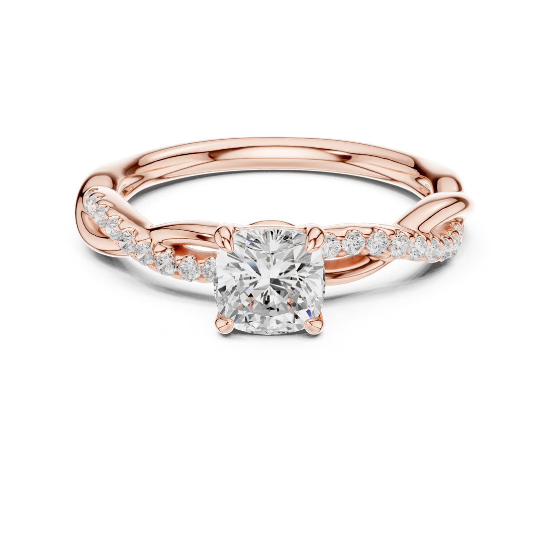 .84 Ct. Cushion Cut Diamond Solitaire with Twisted Pavé Band (DDLR-591)