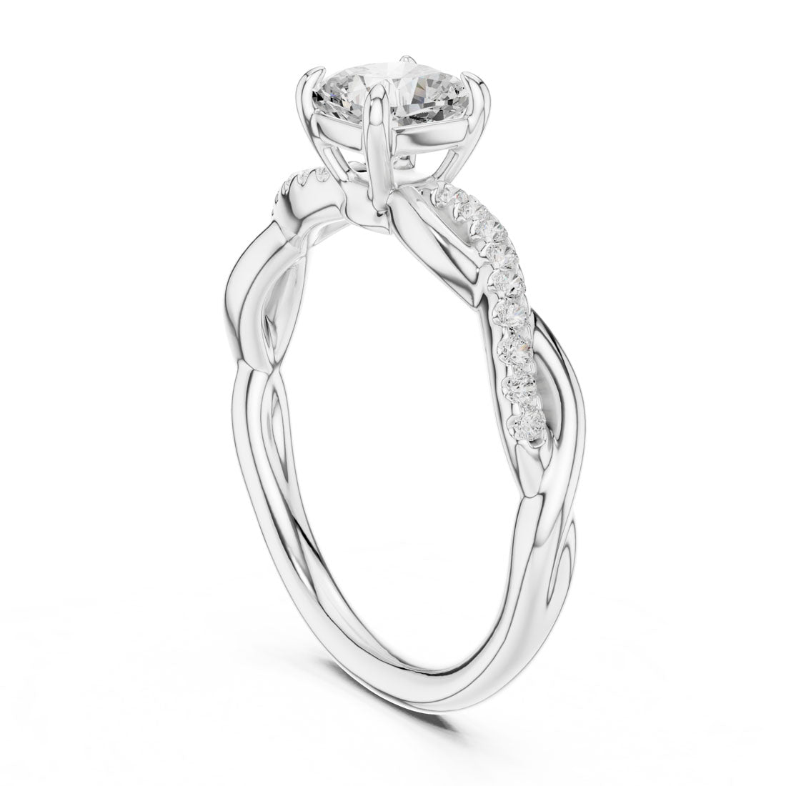 .84 Ct. Cushion Cut Diamond Solitaire with Twisted Pavé Band (DDLR-591) 10
