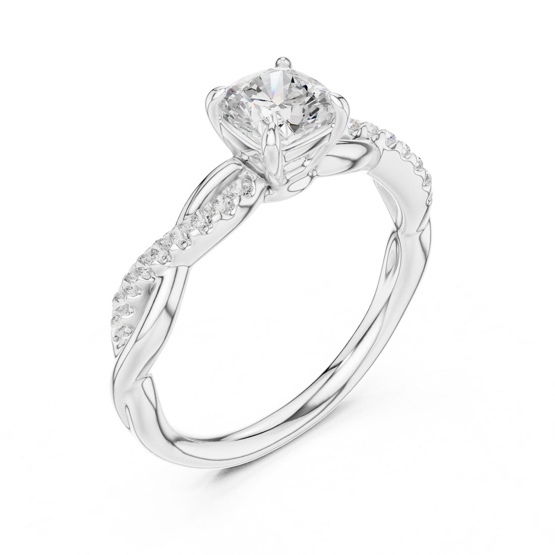 .84 Ct. Cushion Cut Diamond Solitaire with Twisted Pavé Band (DDLR-591) 8
