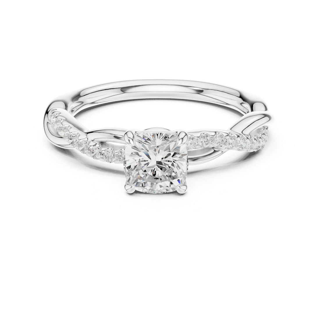 .84 Ct. Cushion Cut Diamond Solitaire with Twisted Pavé Band (DDLR-591) 7