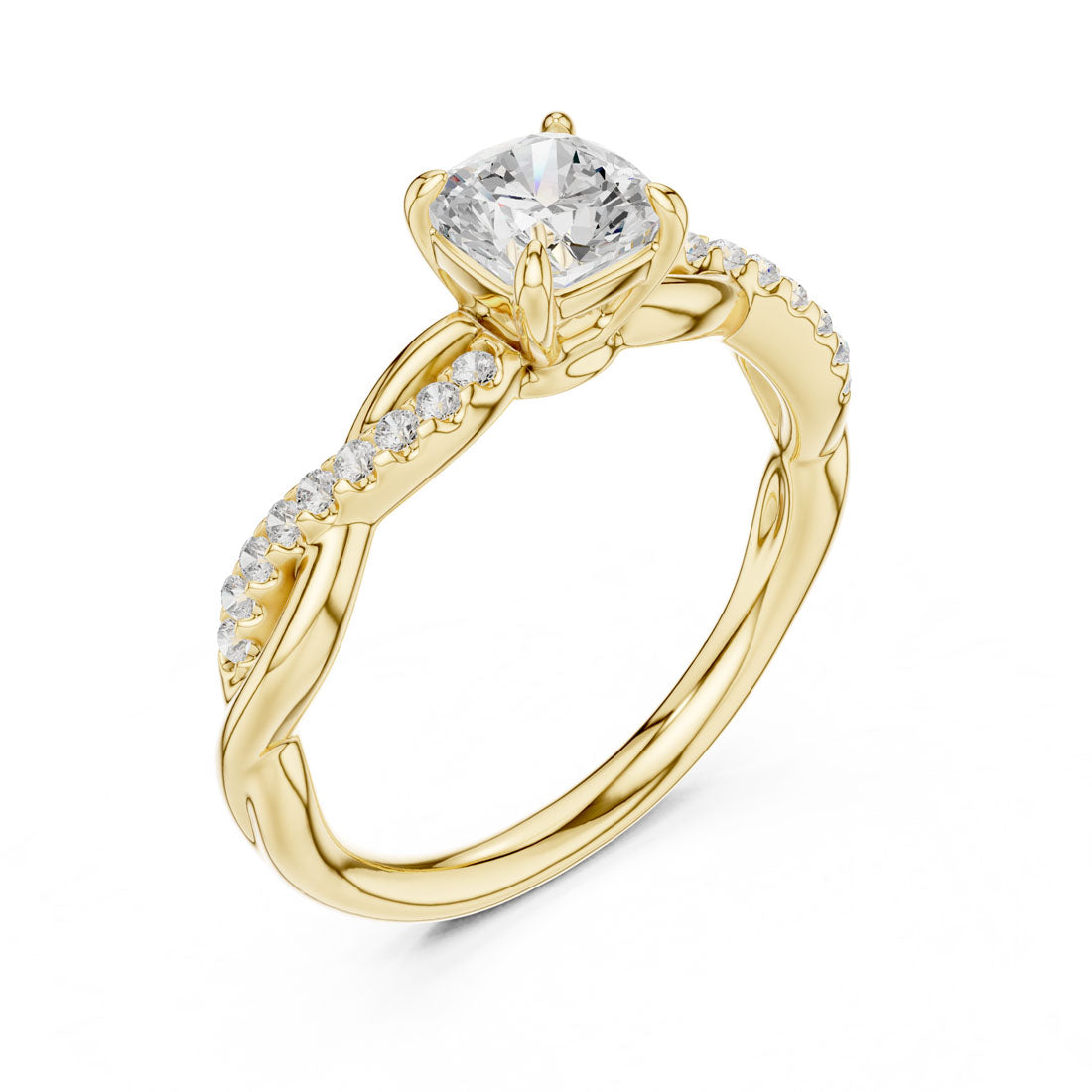 .84 Ct. Cushion Cut Diamond Solitaire with Twisted Pavé Band (DDLR-591)
