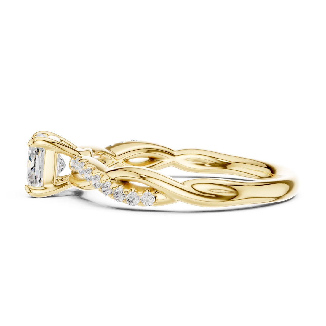 .84 Ct. Cushion Cut Diamond Solitaire with Twisted Pavé Band (DDLR-591) 4