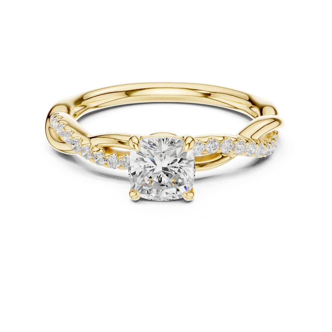 .84 Ct. Cushion Cut Diamond Solitaire with Twisted Pavé Band (DDLR-591) 5