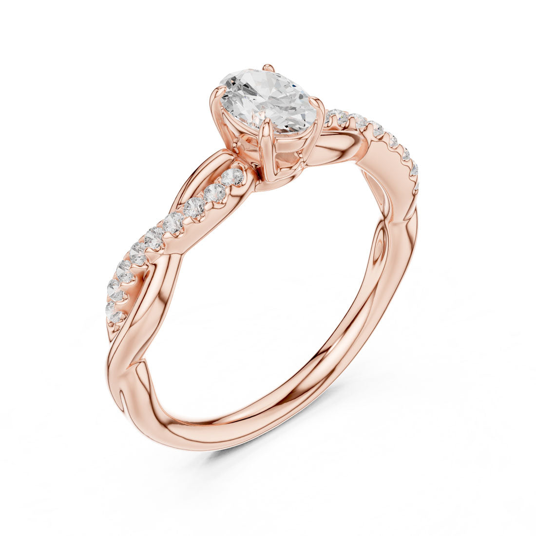 .50 Ct. Oval Cut Diamond Solitaire with Twisted Pavé Band (DDLR-592) 6