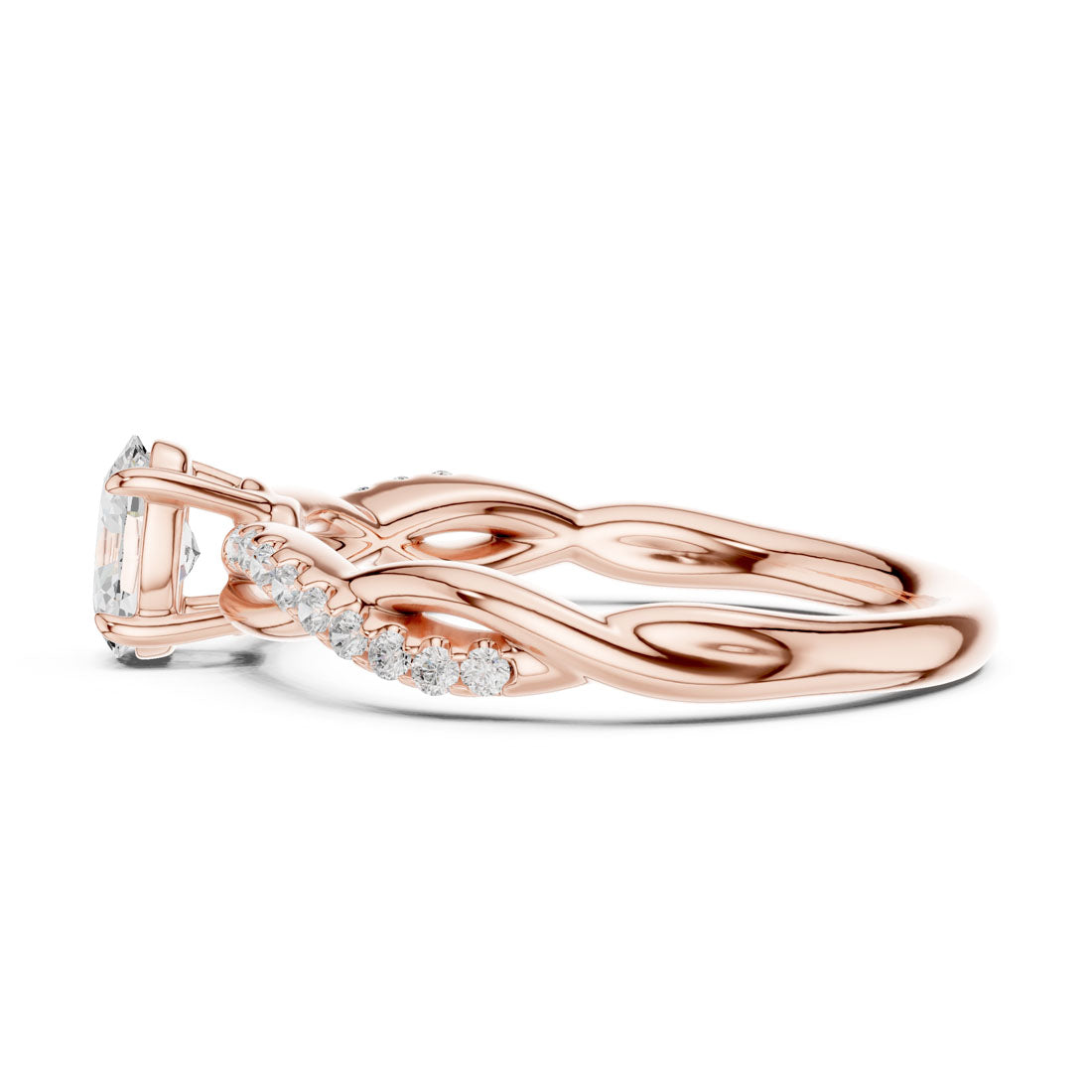.50 Ct. Oval Cut Diamond Solitaire with Twisted Pavé Band (DDLR-592) 12