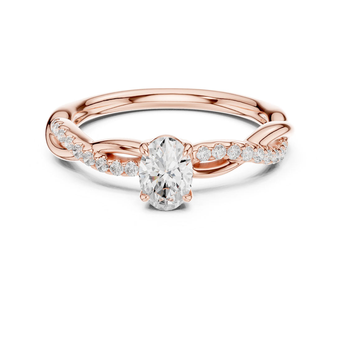 .50 Ct. Oval Cut Diamond Solitaire with Twisted Pavé Band (DDLR-592) 5