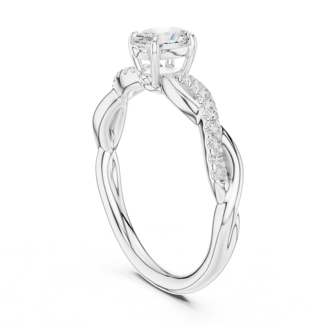 .50 Ct. Oval Cut Diamond Solitaire with Twisted Pavé Band (DDLR-592) 10