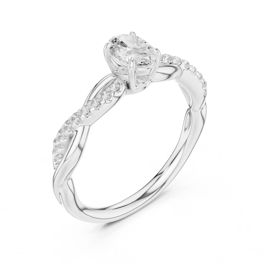 .50 Ct. Oval Cut Diamond Solitaire with Twisted Pavé Band (DDLR-592) 8