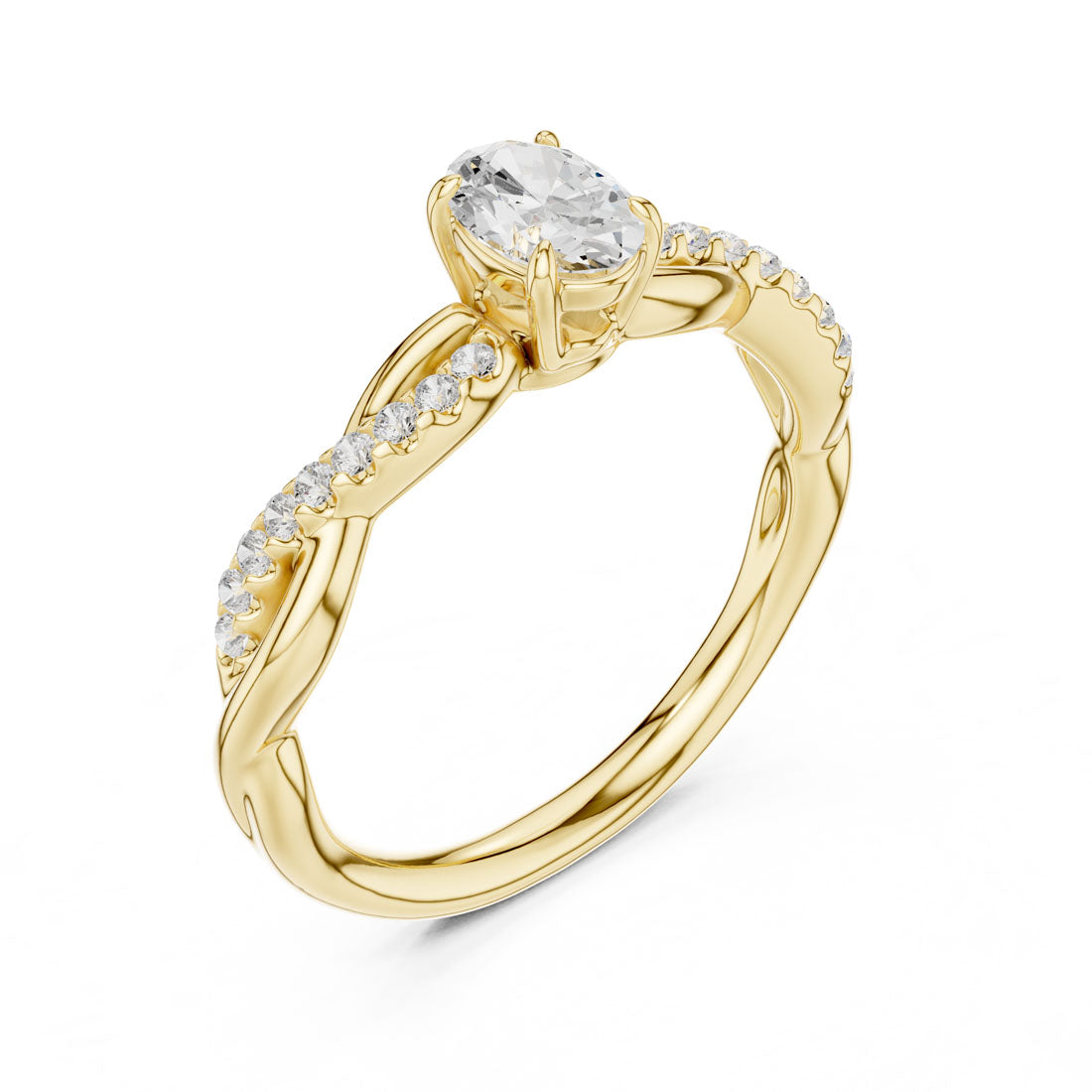 .50 Ct. Oval Cut Diamond Solitaire with Twisted Pavé Band (DDLR-592)