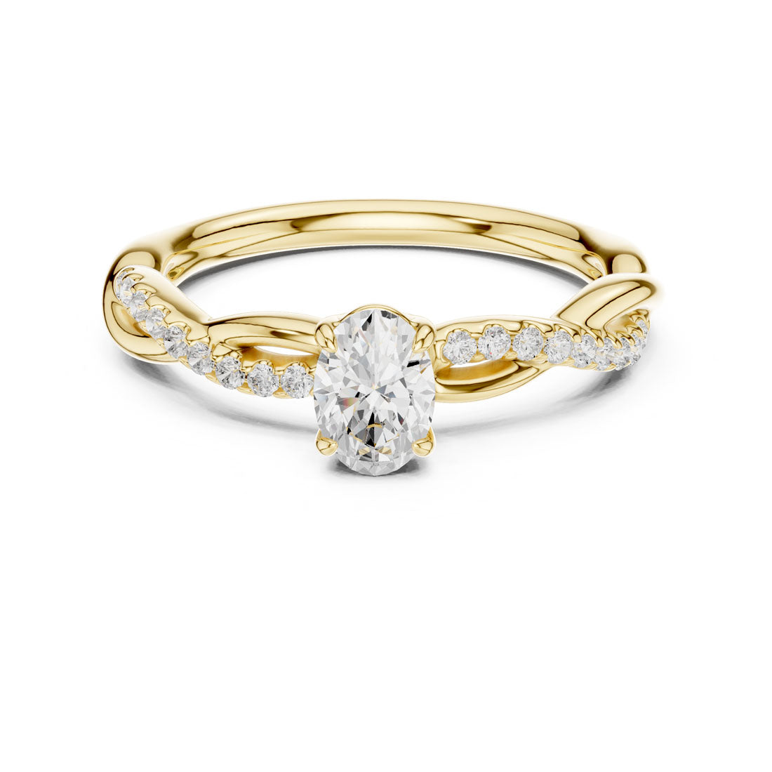 .50 Ct. Oval Cut Diamond Solitaire with Twisted Pavé Band (DDLR-592)