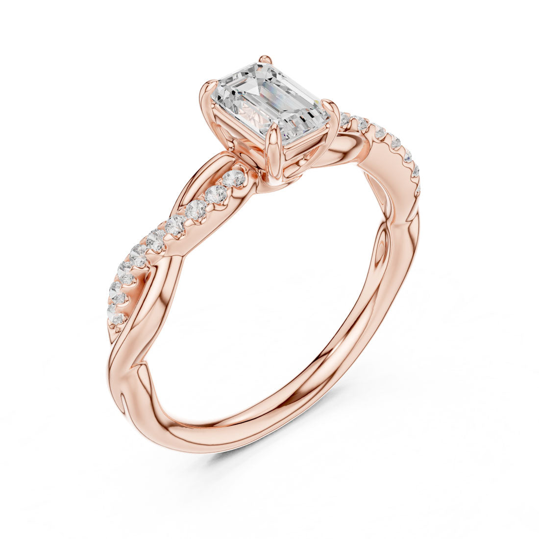 .73 Ct. Emerald Cut Diamond Solitaire with Twisted Pavé Band (DDLR-593) 6