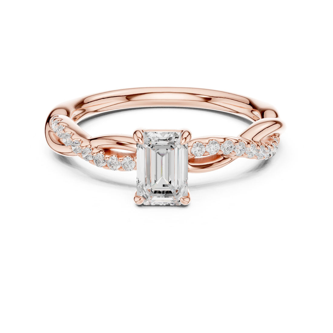 .73 Ct. Emerald Cut Diamond Solitaire with Twisted Pavé Band (DDLR-593)