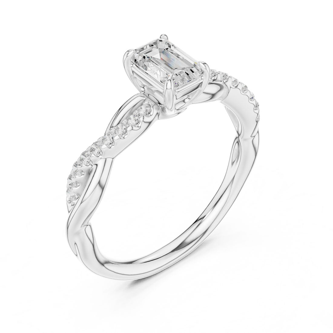 .73 Ct. Emerald Cut Diamond Solitaire with Twisted Pavé Band (DDLR-593) 8
