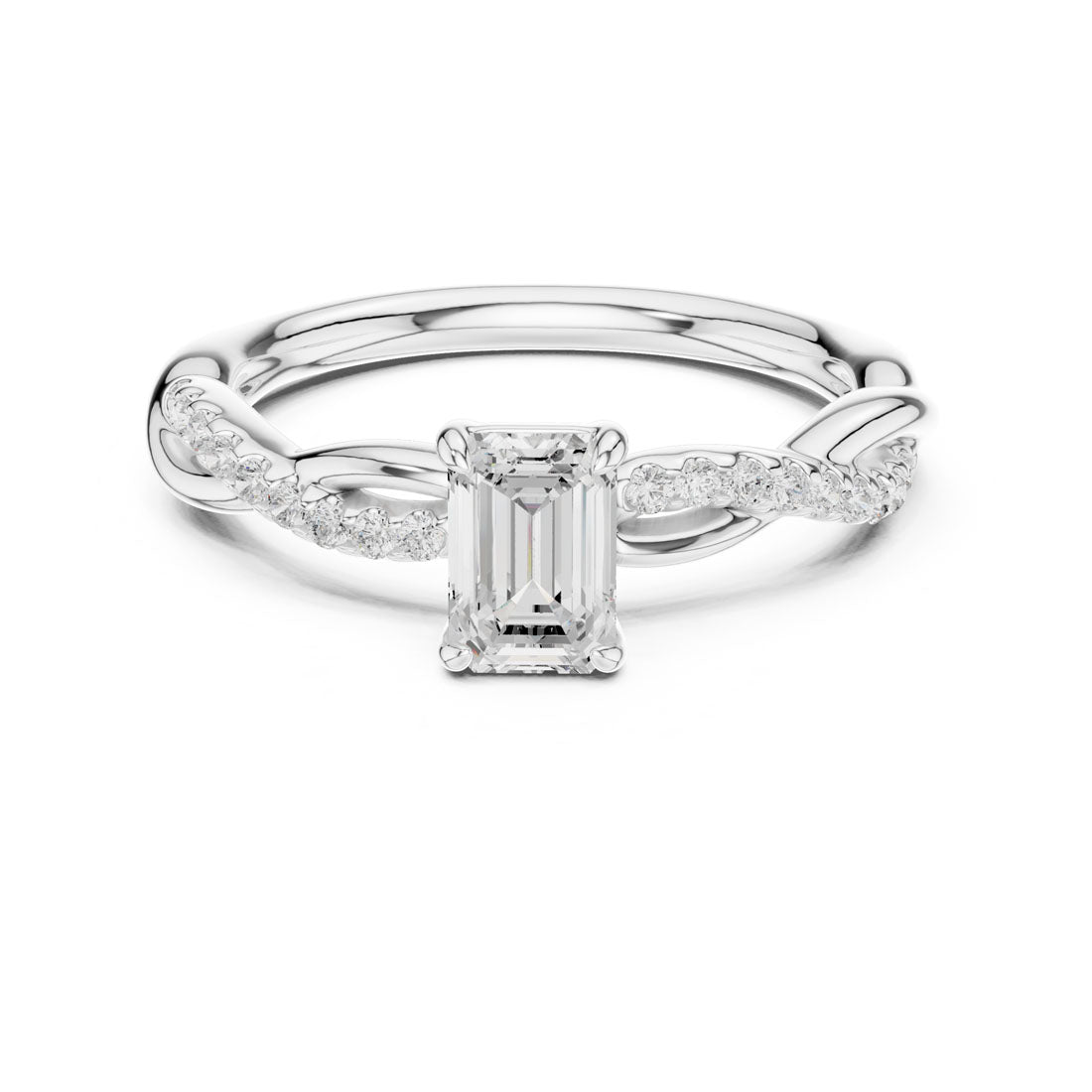 .73 Ct. Emerald Cut Diamond Solitaire with Twisted Pavé Band (DDLR-593) 7
