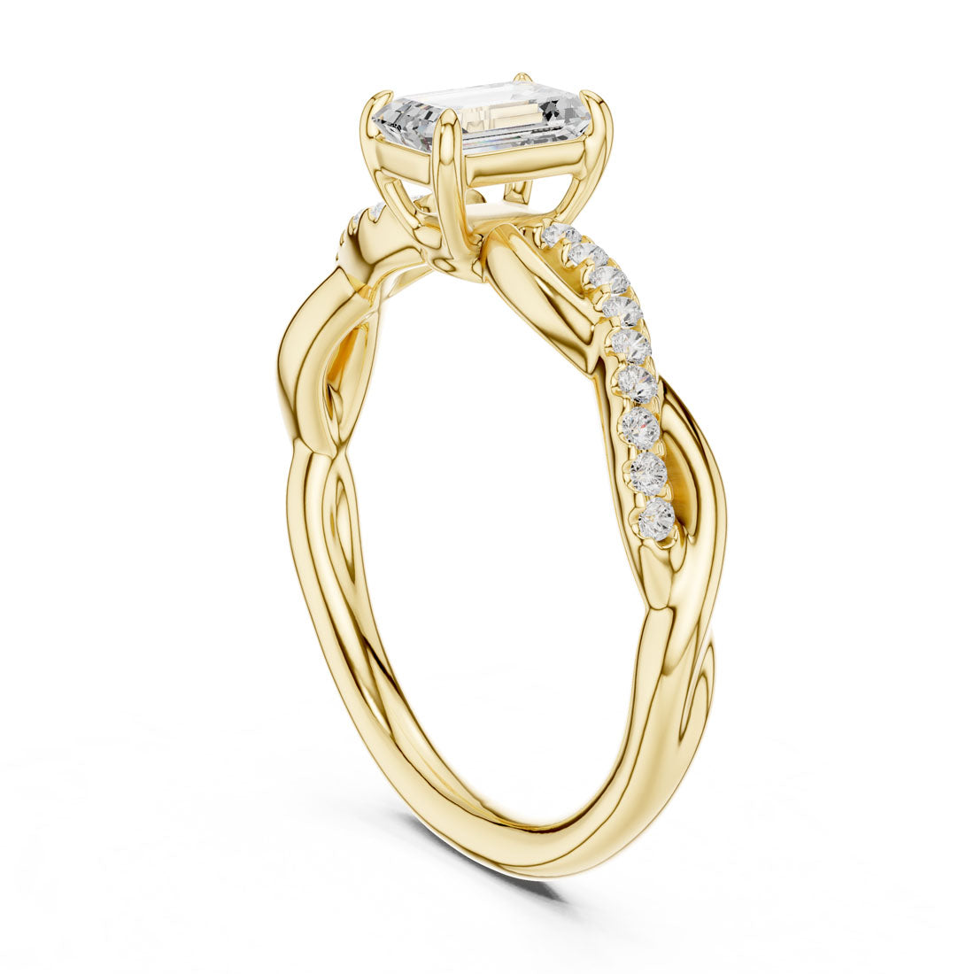 .73 Ct. Emerald Cut Diamond Solitaire with Twisted Pavé Band (DDLR-593) 3