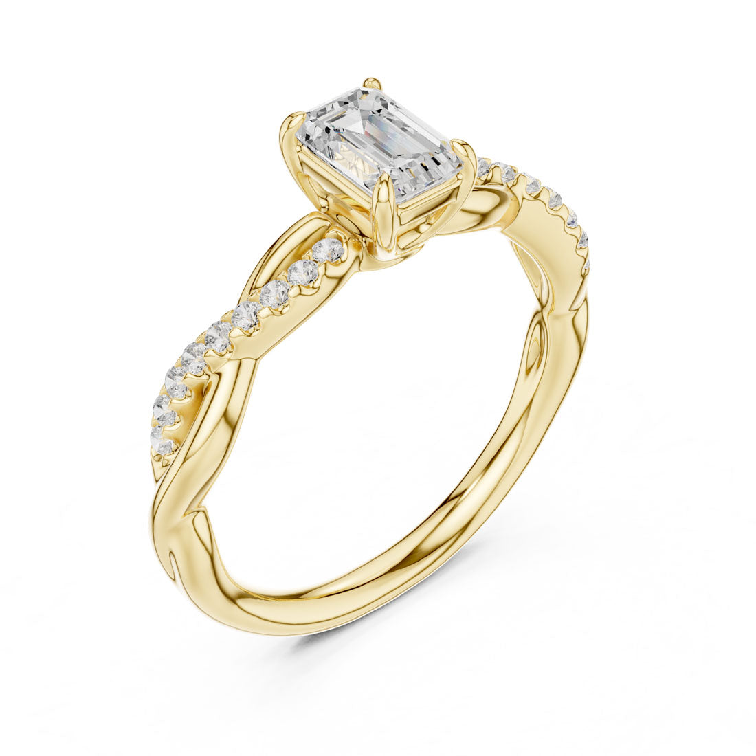 .73 Ct. Emerald Cut Diamond Solitaire with Twisted Pavé Band (DDLR-593)