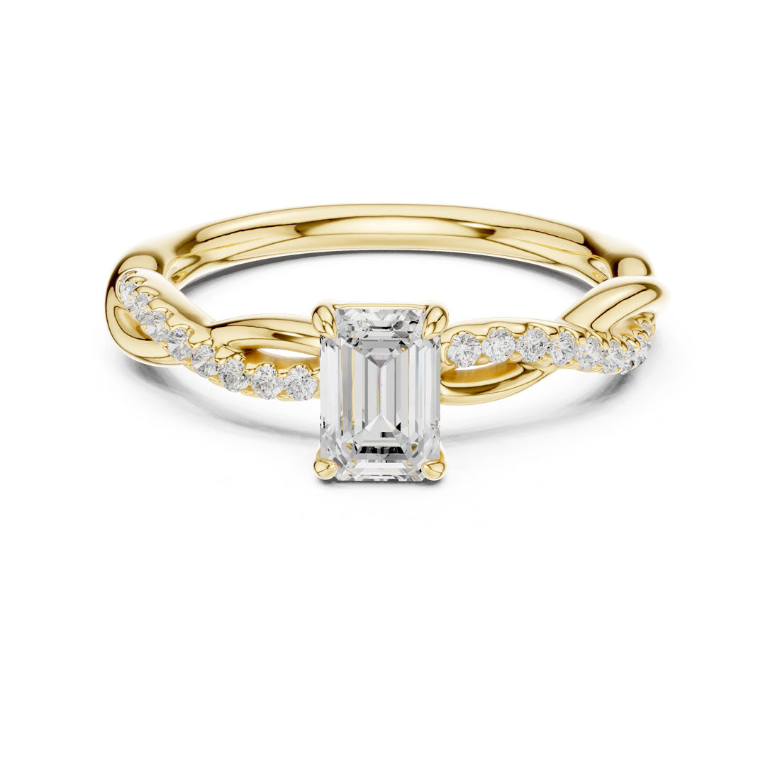 .73 Ct. Emerald Cut Diamond Solitaire with Twisted Pavé Band (DDLR-593) 5