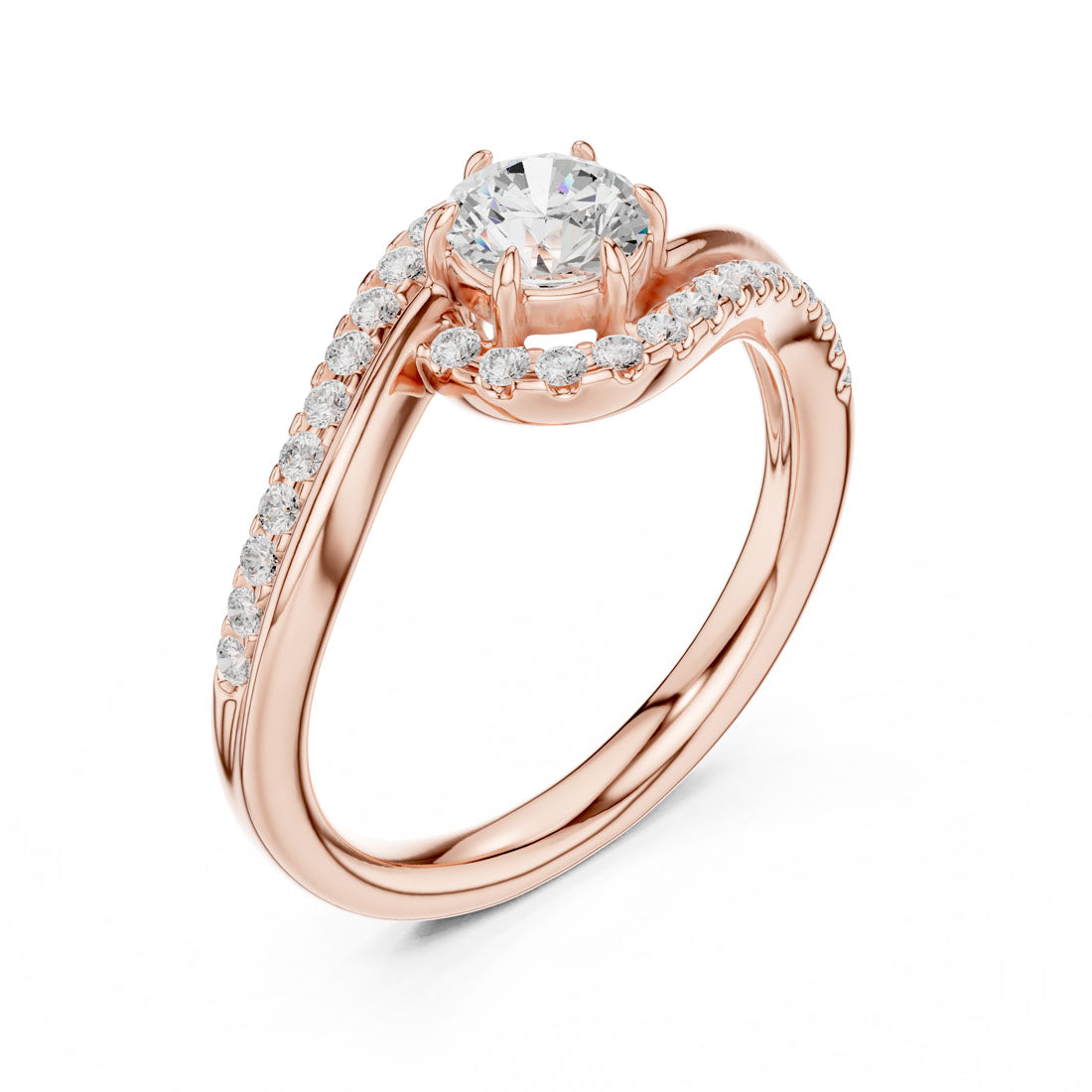 .78 Ct. Round Diamond Halo with Bypass Pavé Band (DDLR-594) 6