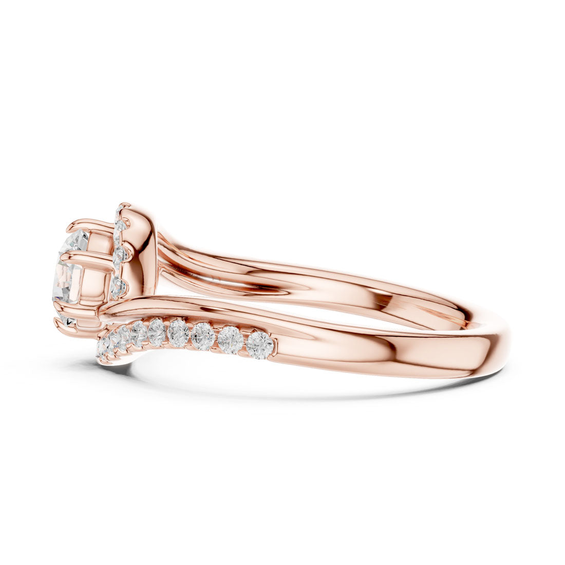 .78 Ct. Round Diamond Halo with Bypass Pavé Band (DDLR-594) 12
