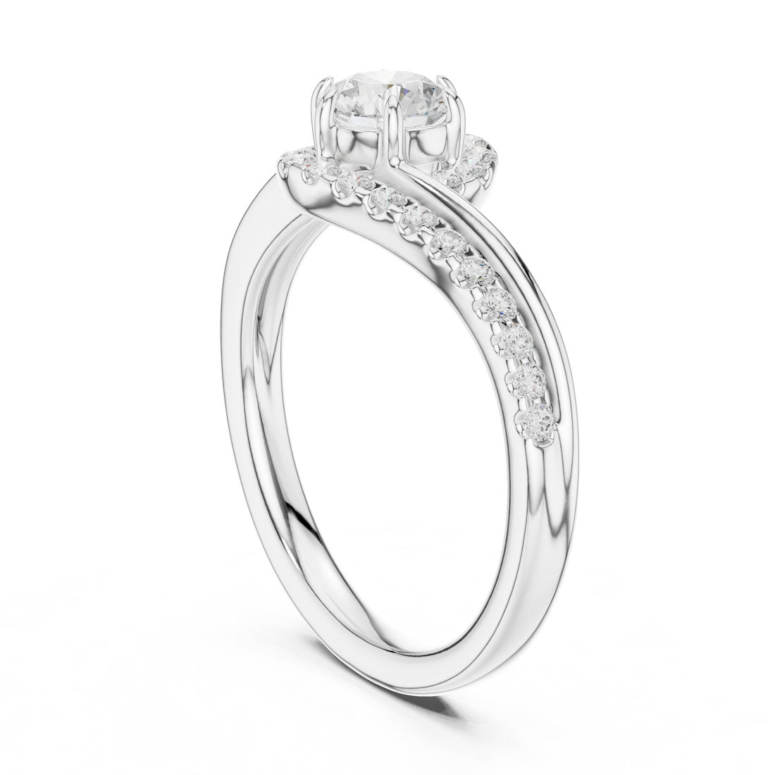 .78 Ct. Round Diamond Halo with Bypass Pavé Band (DDLR-594) 9