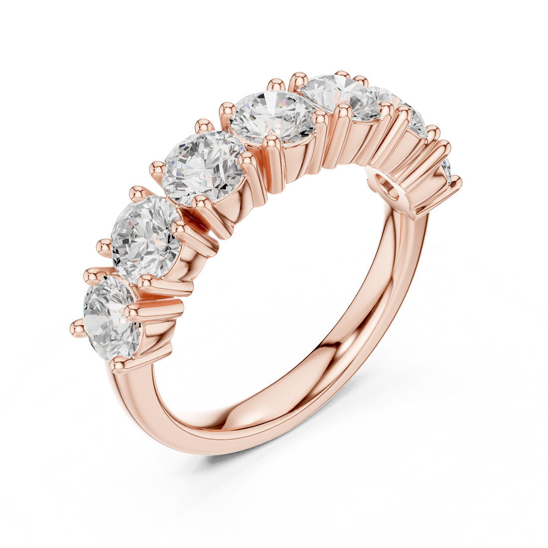2.10 Ct. Round Diamond Half Eternity Band with Sculpted Shared Prong Setting (DDLR-619) 10