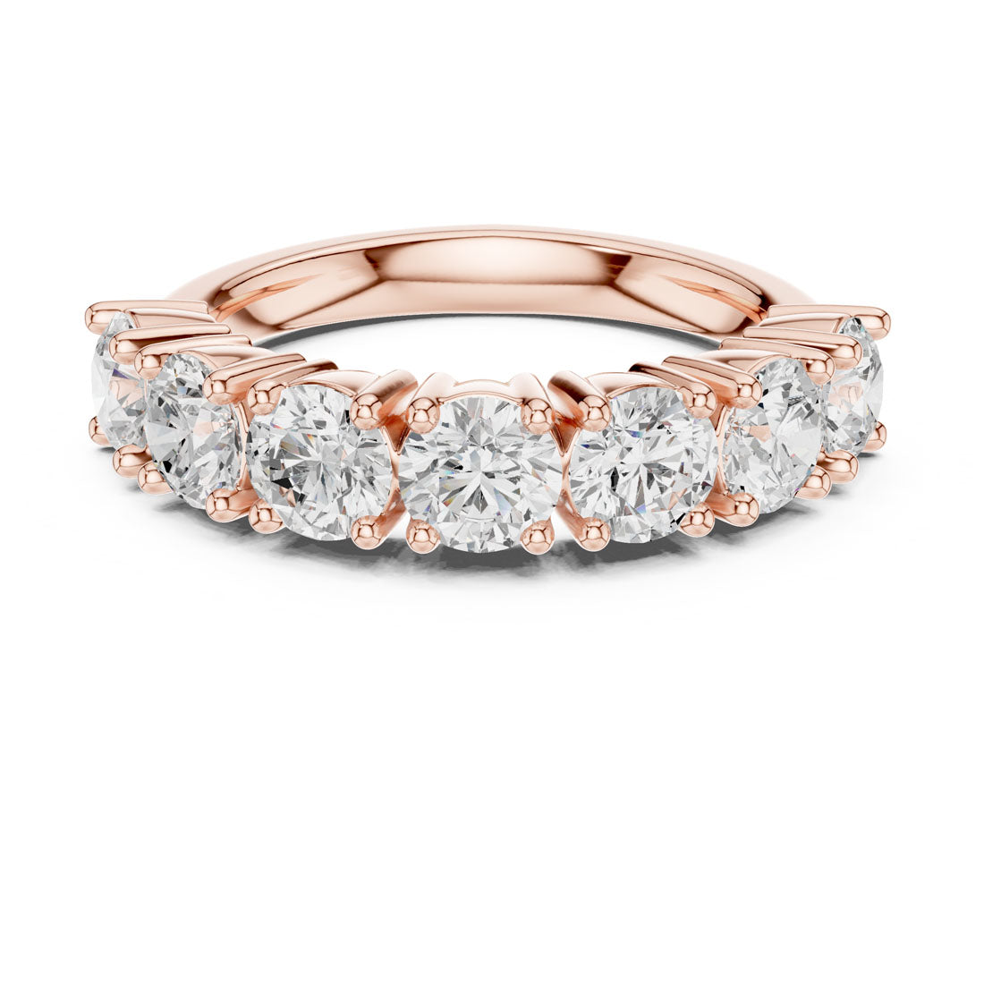 2.10 Ct. Round Diamond Half Eternity Band with Sculpted Shared Prong Setting (DDLR-619)