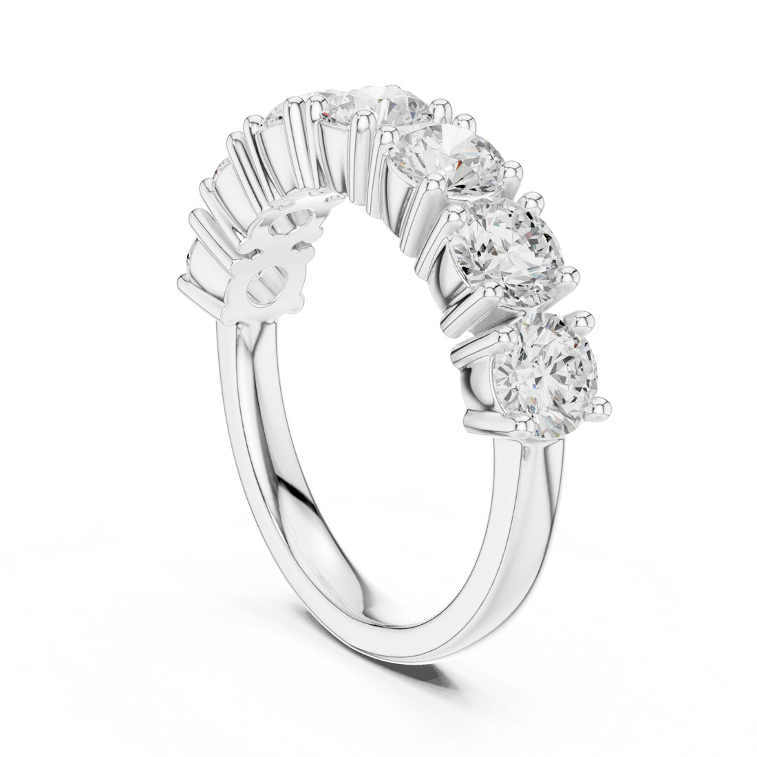 2.10 Ct. Round Diamond Half Eternity Band with Sculpted Shared Prong Setting (DDLR-619) 9