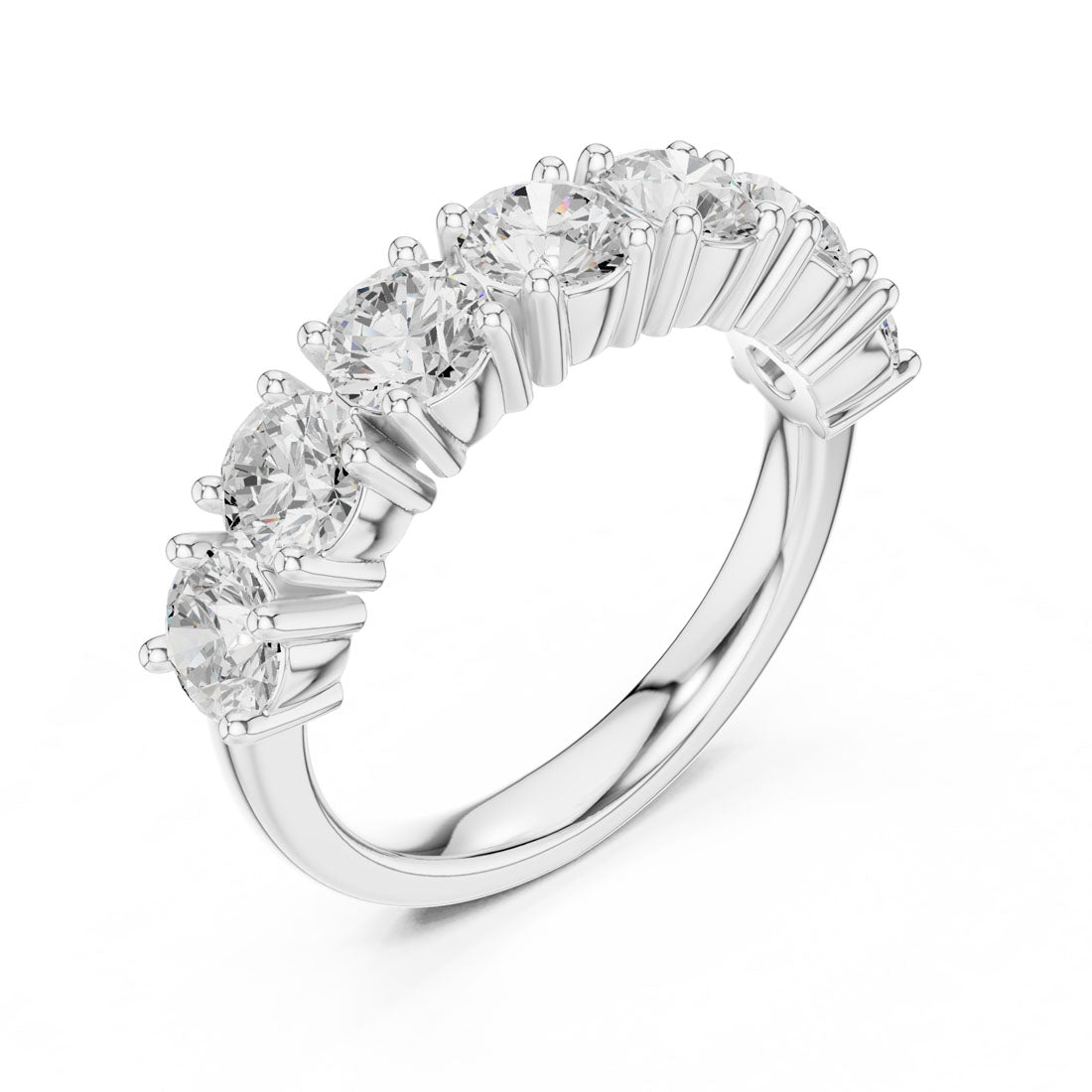 2.10 Ct. Round Diamond Half Eternity Band with Sculpted Shared Prong Setting (DDLR-619) 6