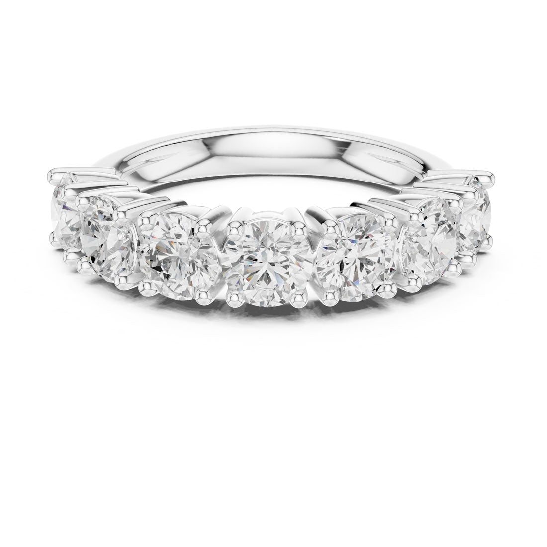 2.10 Ct. Round Diamond Half Eternity Band with Sculpted Shared Prong Setting (DDLR-619) 7