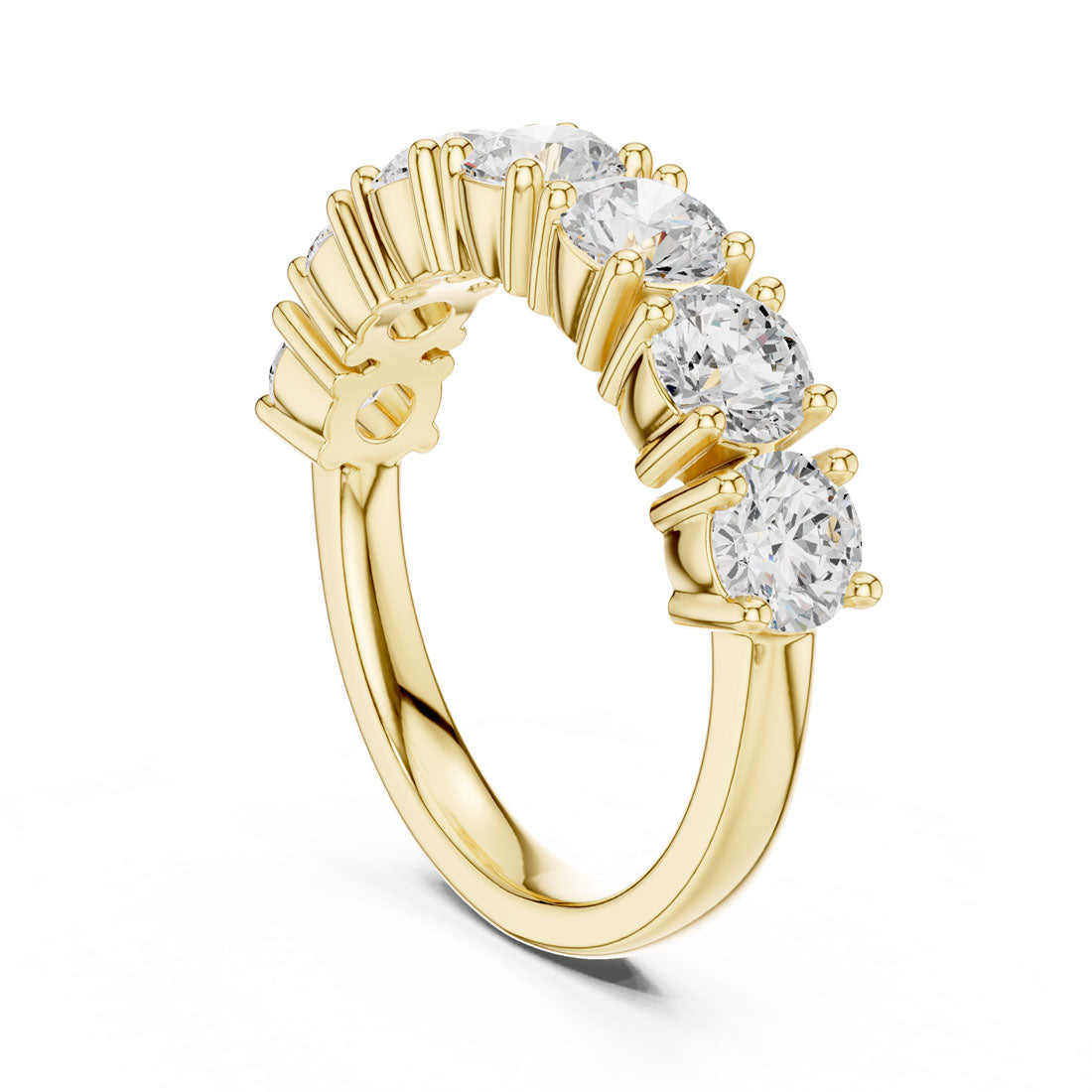 2.10 Ct. Round Diamond Half Eternity Band with Sculpted Shared Prong Setting (DDLR-619) 3