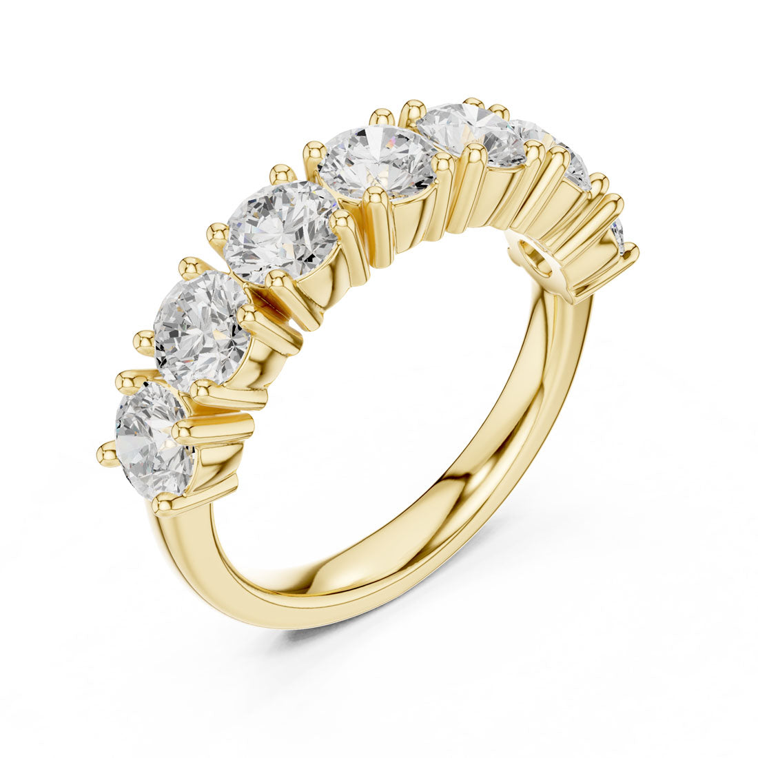 2.10 Ct. Round Diamond Half Eternity Band with Sculpted Shared Prong Setting (DDLR-619)