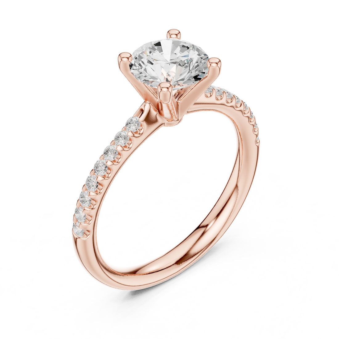 1.37 Ct. Round Diamond Solitaire with Pave accent Band (DDLR-628) 10