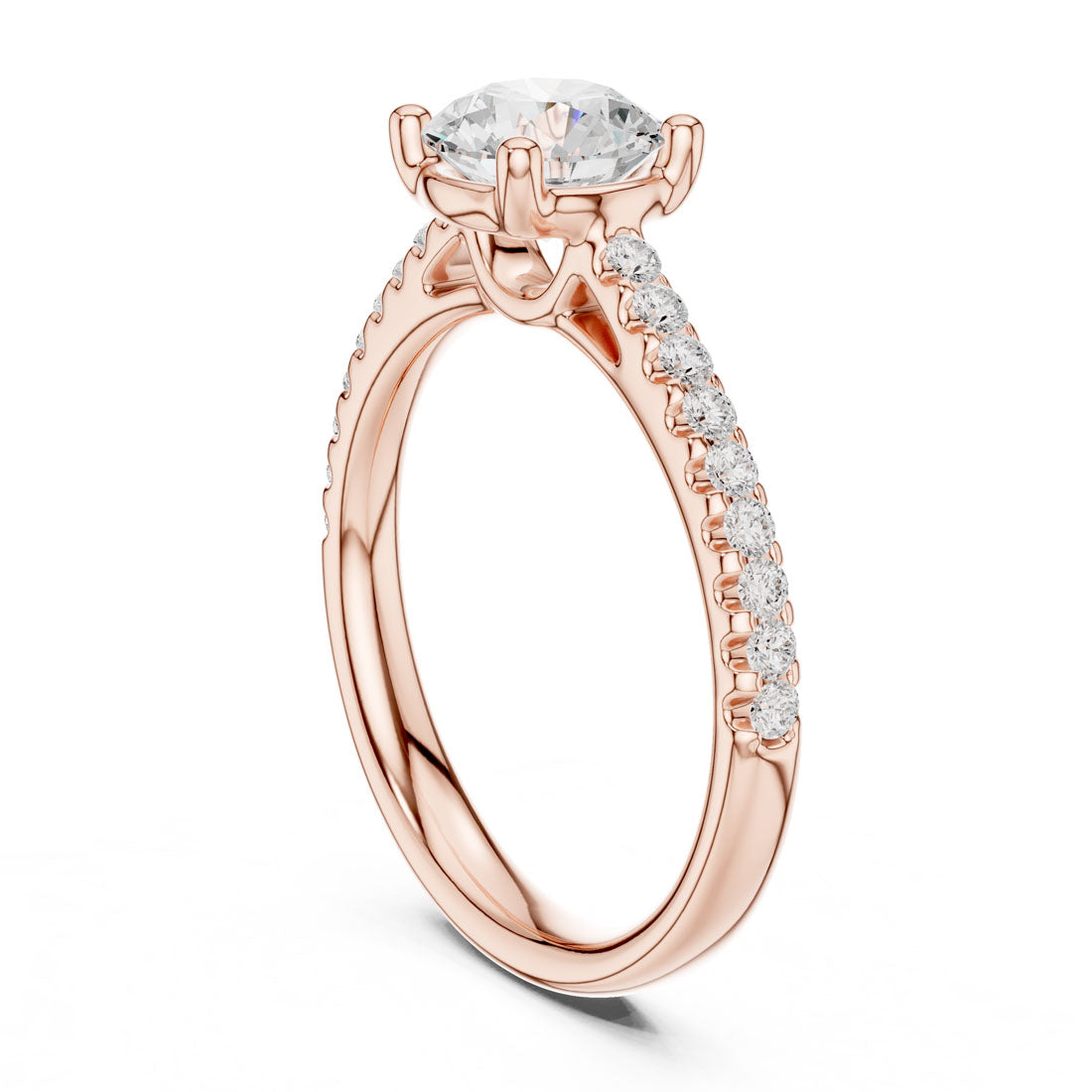 1.29 Ct. Round Diamond Solitaire with Pave Accented Band (DDLR-631) 9