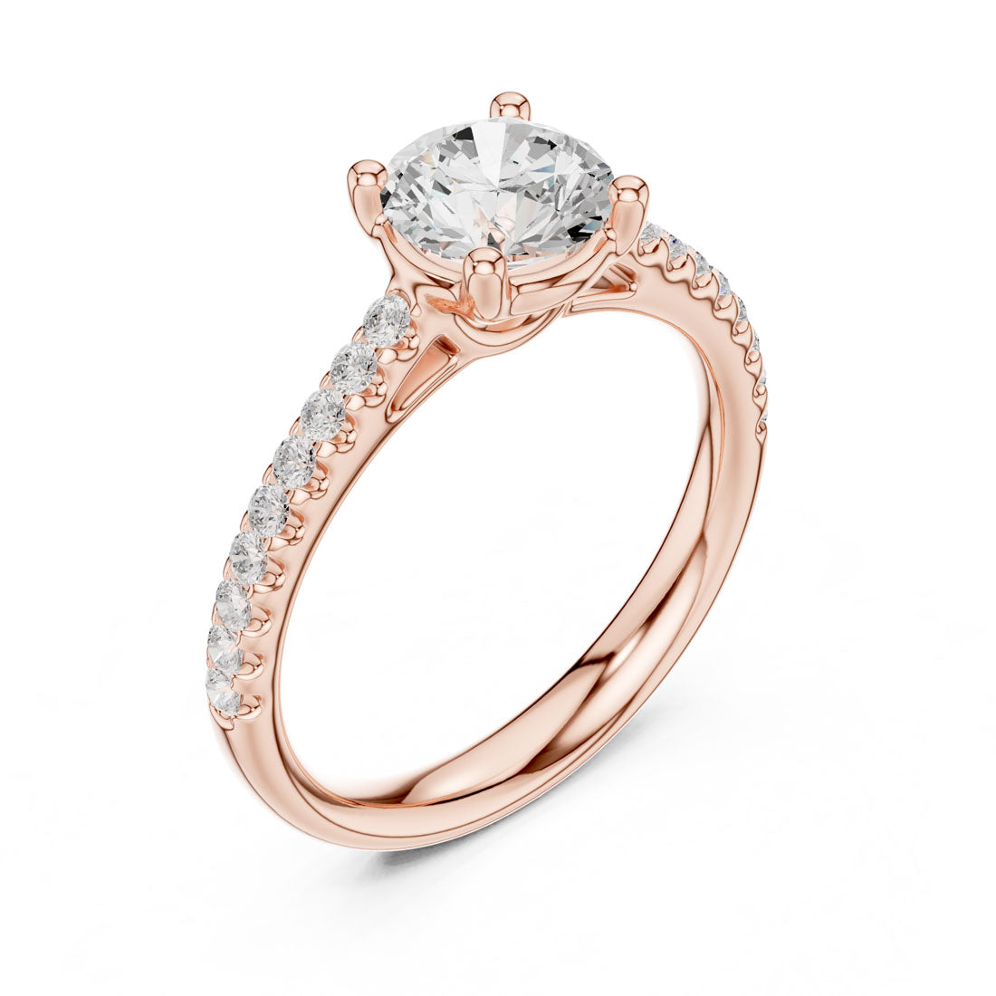 1.29 Ct. Round Diamond Solitaire with Pave Accented Band (DDLR-631) 8
