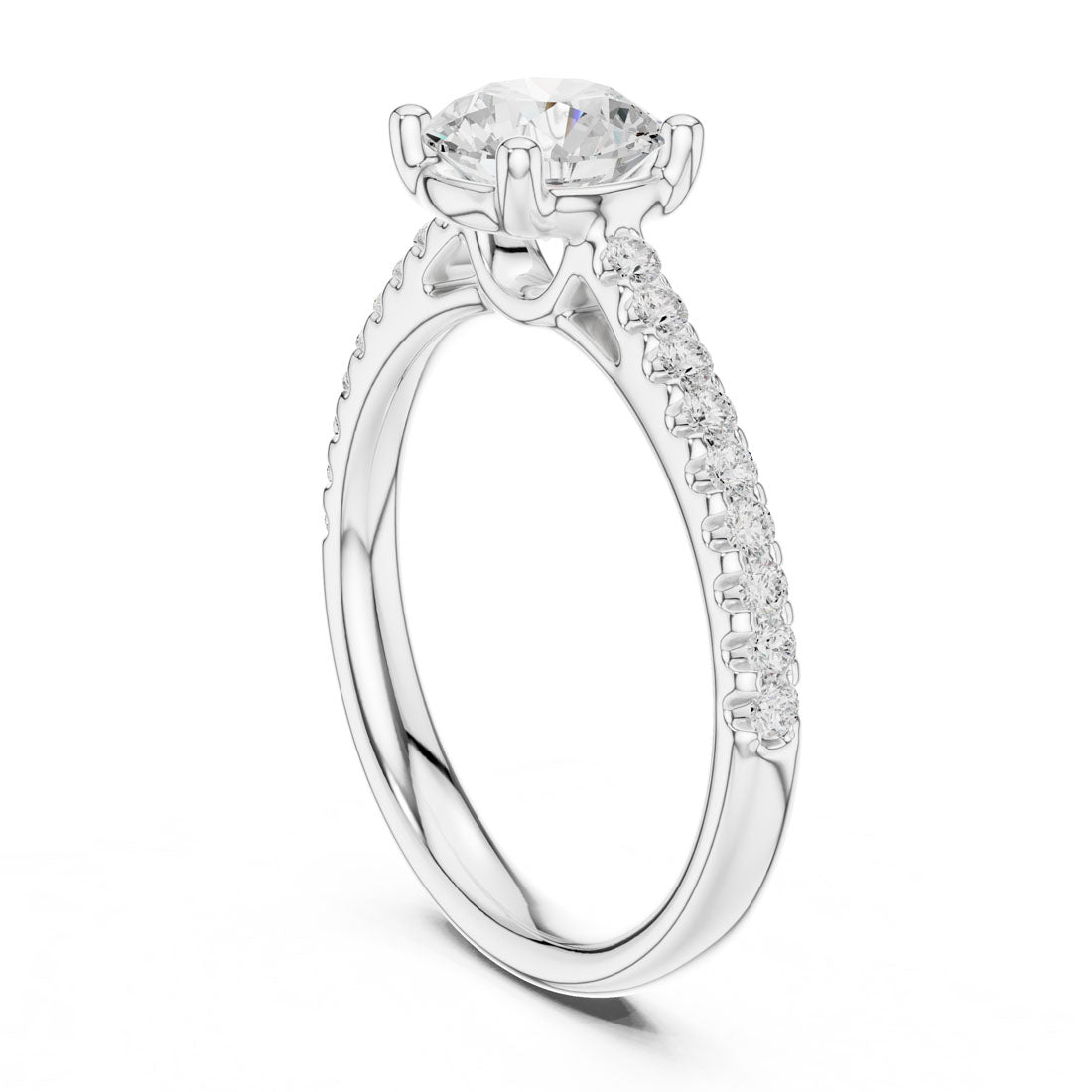 1.29 Ct. Round Diamond Solitaire with Pave Accented Band (DDLR-631) 10
