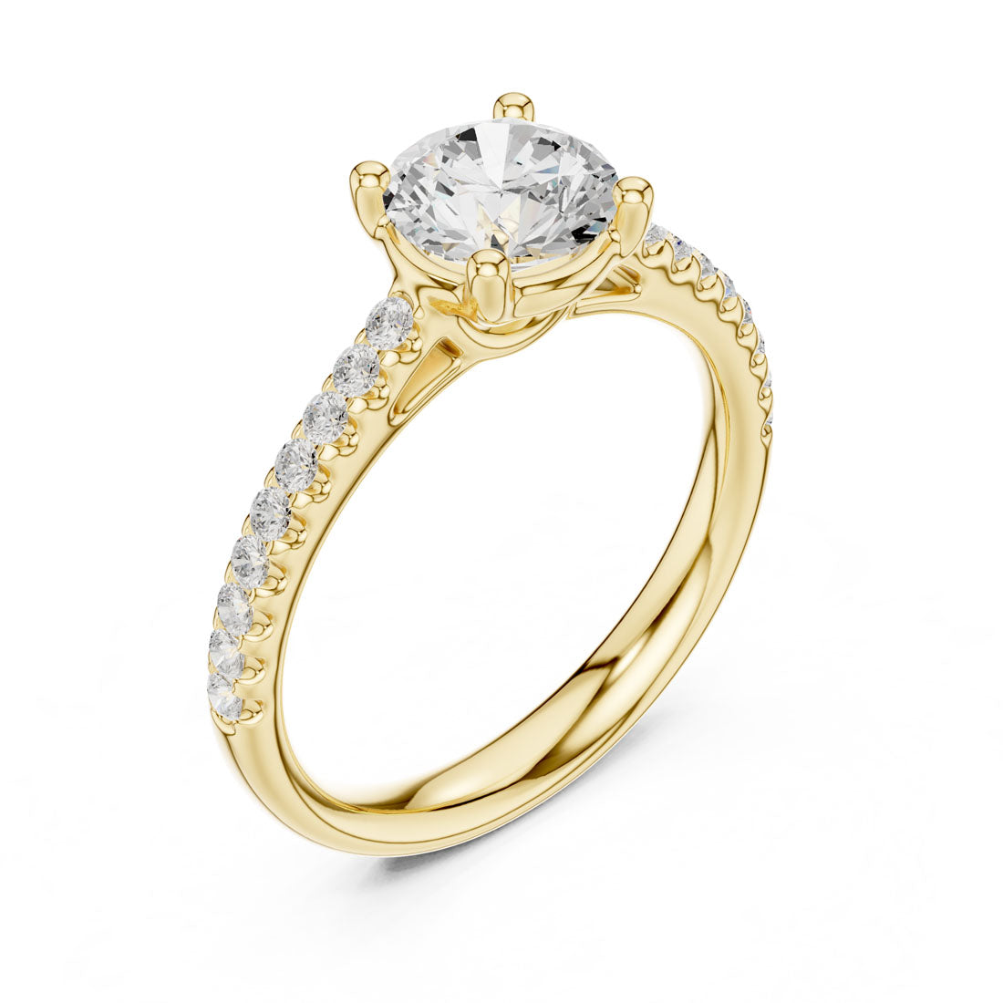 1.29 Ct. Round Diamond Solitaire with Pave Accented Band (DDLR-631)