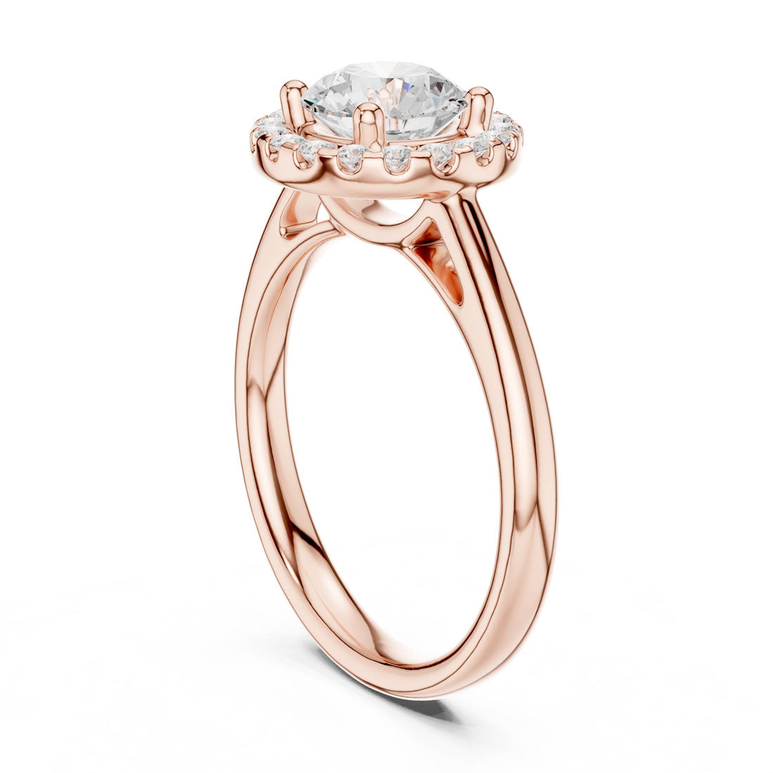 1.22 Ct. Round Diamond Halo Solitaire with Polished Band (DDLR-632) 8