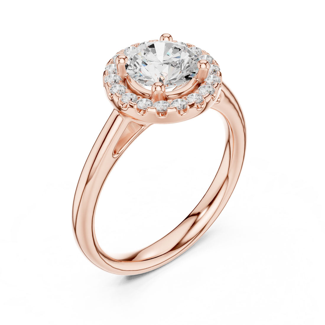 1.22 Ct. Round Diamond Halo Solitaire with Polished Band (DDLR-632) 6