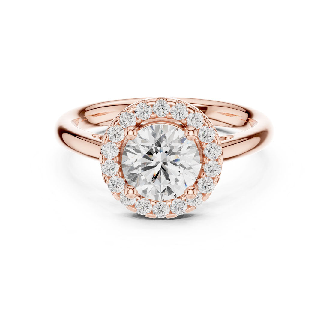 1.22 Ct. Round Diamond Halo Solitaire with Polished Band (DDLR-632)