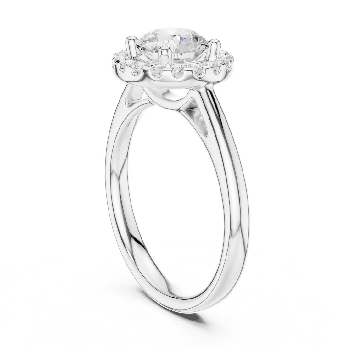1.22 Ct. Round Diamond Halo Solitaire with Polished Band (DDLR-632) 9
