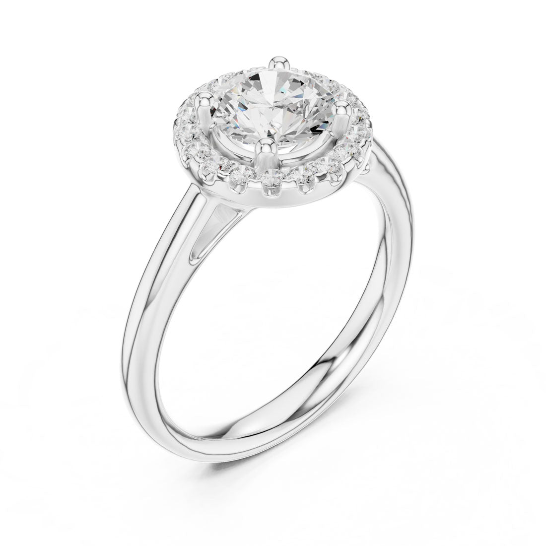1.22 Ct. Round Diamond Halo Solitaire with Polished Band (DDLR-632) 10