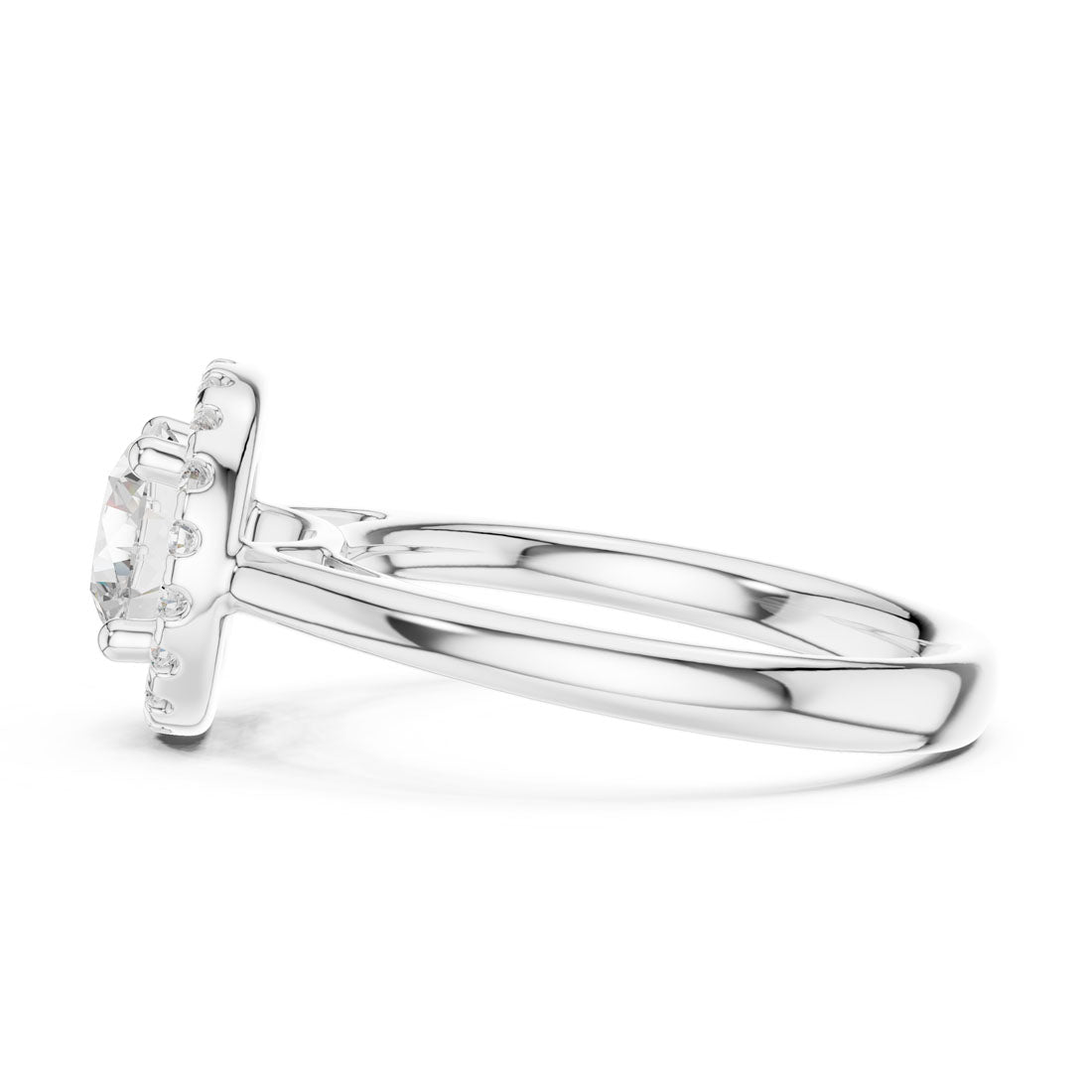 1.22 Ct. Round Diamond Halo Solitaire with Polished Band (DDLR-632) 12