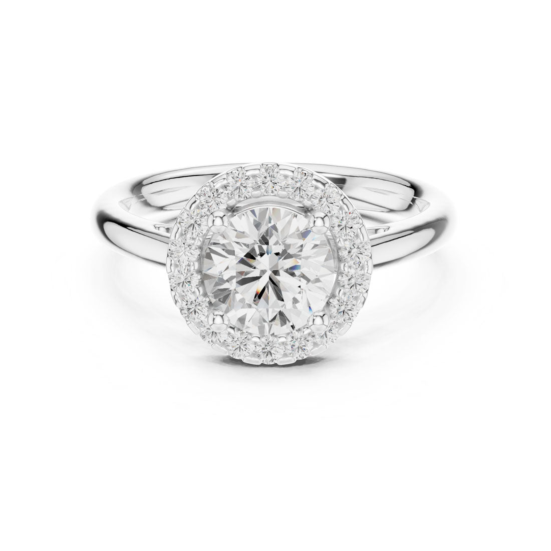1.22 Ct. Round Diamond Halo Solitaire with Polished Band (DDLR-632) 7