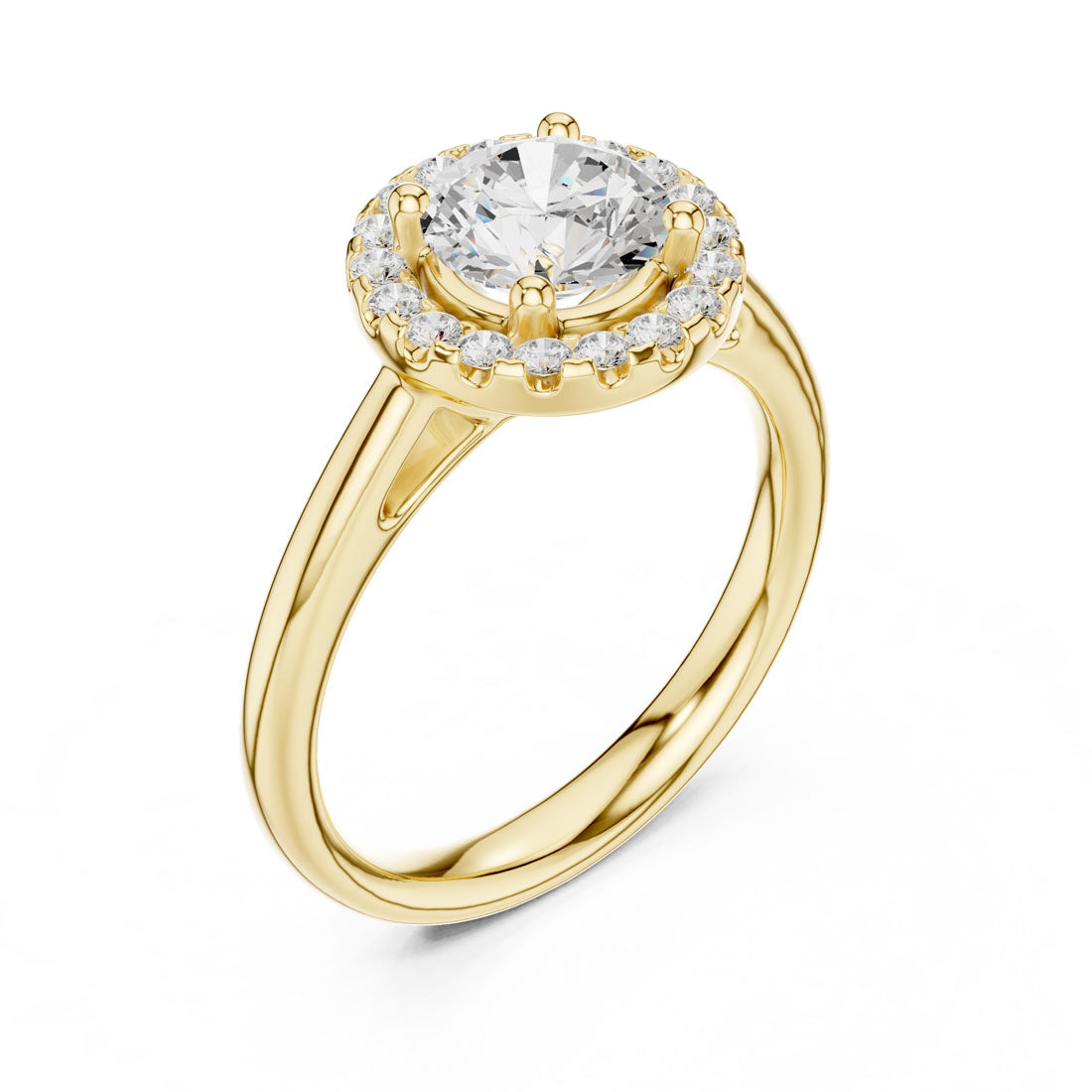 1.22 Ct. Round Diamond Halo Solitaire with Polished Band (DDLR-632)